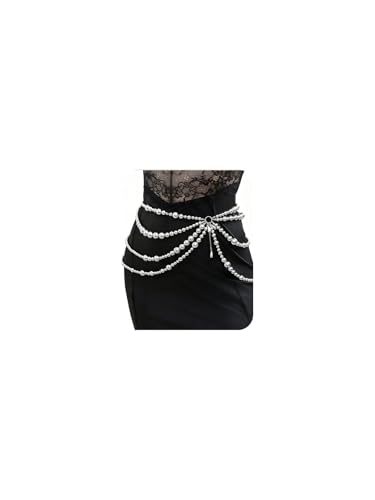 Bikini Multi-Layer Waist Belly Chain Pearl Belly Chain Layered Waist Body Chains Bikini Belly Jewelry Fashion Beach Rave Party Club Body Accessories Jewelry for Women - color: silver