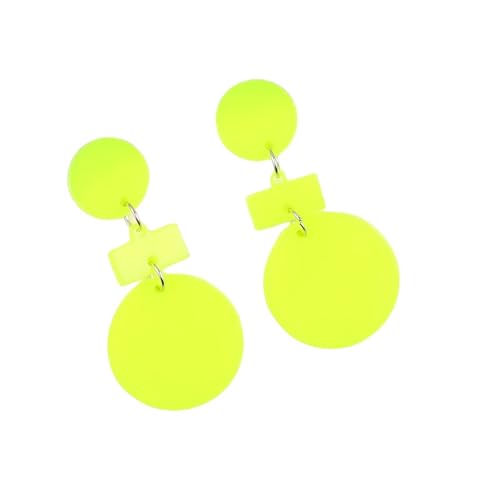 80s 90s Neon Earrings for Women Colorful Round Disc Acrylic Drop Earrings Retro Resin Geometric Rectangle Dangle Earrings for 70's 80's Outfit Glow Party Accessories - style: Style 2