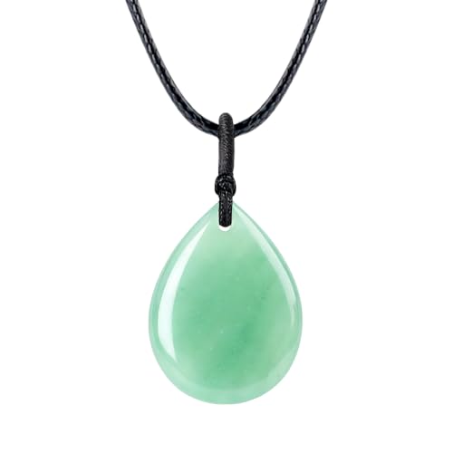 Teardrop Gemstone Necklaces for Women, Healing Crystal Pendant Necklace Birthstone Jewelry for Women - color: Green Aventurine