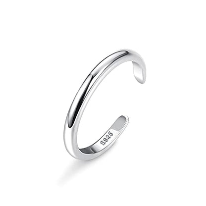MILACOLATO Toe Rings for Women 925 Sterling Silver Adjustable Toe Ring | Adjustable Open Band Toe Rings, Hypoallergenic Ring for Sensitive Skin, Non Tarnished Waterproof Summer Beach Foot Jewelry - color: Band