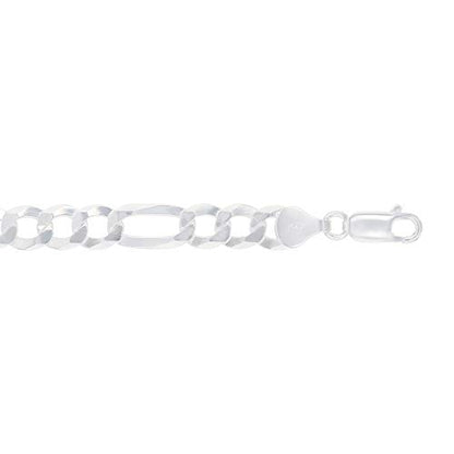 14K Gold or Rhodium Plated Silver Figaro Chain For Men | 1mm-13mm Thick | Solid 925 Figaro Italian Necklaces For Men - style: 7.70MM- White
