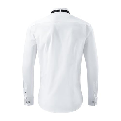 Gollnwe Tuxedo Shirts for Men Wing Collar French Cuff with Cufflinks and Bow Tie - color: White, size: X-Large