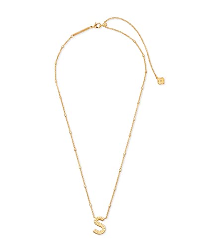 Kendra Scott Letters A-Z Pendant Necklace for Women, Fashion Jewelry, 14k Gold-Plated Brass - color: Letter S