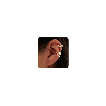 OOOPEL 3 Pairs 14K Gold Plated Ear Cuffs Non Piercing Lightweight Stackable Chunky Earring Cuff for Women Adjustable Non-Fading Fake Earrings Suitable for Christmas Gift - style: Cross CZ