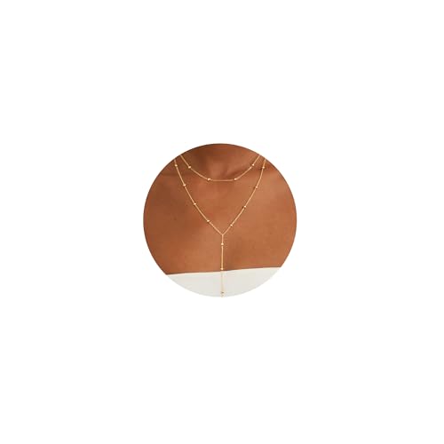 CHESKY Lariat Necklace for Women，14k Gold/Sliver Plated Layered Necklace | Gold/Sliver Long Necklace，Dainty Cross Pendant, Wedding Y-Shaped Drop Chain, Waterproof Jewelry Gift for Women Everyday Wear - style: Y Bead-GD