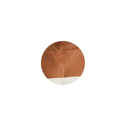 CHESKY Lariat Necklace for Women，14k Gold/Sliver Plated Layered Necklace | Gold/Sliver Long Necklace，Dainty Cross Pendant, Wedding Y-Shaped Drop Chain, Waterproof Jewelry Gift for Women Everyday Wear - style: Y Bead-GD