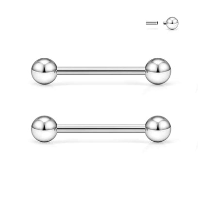 Ruifan Grade 23 Titanium Internally Threaded Nipple Piercing Jewelry Barbell Ring PA Tongue Rings Nipple Straight Body Piercing Jewelry for Women Men 16G 14G 12G 8G 6G 4G 2G - size: 12GA - 5/8" (16mm)