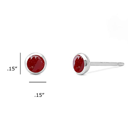 Boma Jewelry Sterling Silver Mini Circle Stud Earrings - color: Synthetic Red Coral