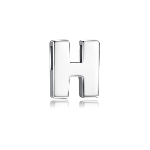 CANDYFANCY Initial Pendant 925 Sterling Silver Letters Personalized Alphabet Pendant Fit 1mm Box Chain - color: Alphabet H Pendant