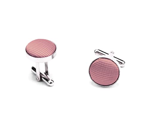 GUSLESON 3.15"（8cm） Solid Color Necktie and Pocket Square Cufflinks Sets For Men + Gift Box - color: Dusty Rose