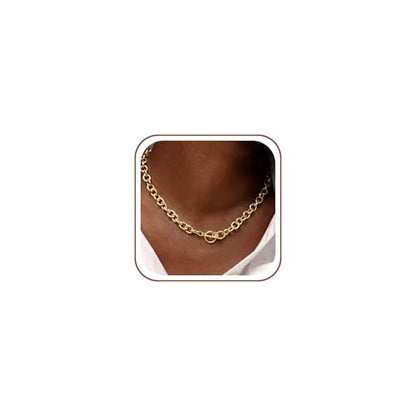CHESKY 14K Gold Plated Chunky Necklace for Women, Trendy Toggle Clasp | Statement Pendant Necklace, Layered Paperclip Chain, Toggle Clasp Design, Thick Gold Chain, Non Tarnish Everyday Jewelry - color: gold, style: paperclip
