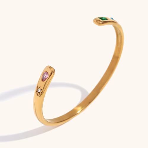 18K Gold Bangle Bracelets for Women 925 Sterling Silver Bracelets Bracelets Adjustable Boho Bracelets Stackble Cuff Bangle Bracelets for Men Women Chunky Gold Bangle Open Cuff Bracelets Christmas Gift - color: Bracelets-16
