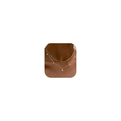 Layered Necklaces For Women,Dainty Gold Plated Necklace Stack Prom Layering Necklaces For Women Trendy Chain Cross Choker Necklace Set Fashion Accessories - color: cz+satellite