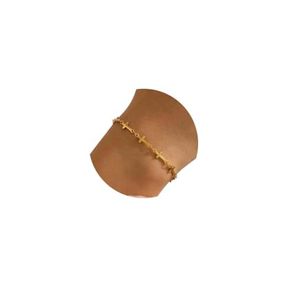 18K Gold Plated Pearl Beaded Cross Bracelets for Women Adjustable Stainless Steel Dainty Thin Gold Box Cuban Twisted Link Chain Bracelet Bridesmaid Jewelry Gifts - color: Multi Cross-Gold
