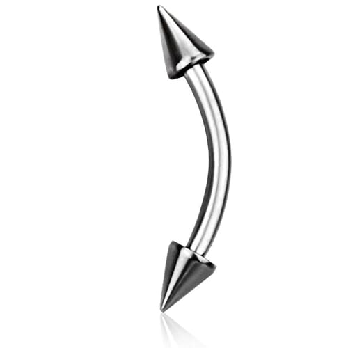 Pierced Owl 16GA EO Gas Sterilized Grade 23 Titanium Spike Ends Curved Barbell Eyebrow Ring - style: 8mm Barbell