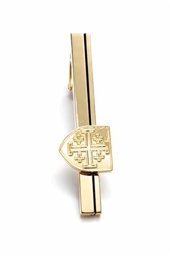 Jerusalem Cross Tie Clip – Gold Christian Tie Bar for Men – Catholic Religious Jewelry, Faith Gift, Wedding & Church Accessory