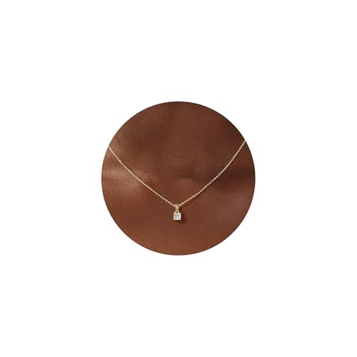 Turandoss Cubic Zirconia Necklace for Women, 14K Gold Plated Necklace | Gold Choker Necklace for Women, Trendy CZ Pearl Necklace, Simple Wedding Prom Jewelry, Bridesmaids Gifts - color: Square Zircon