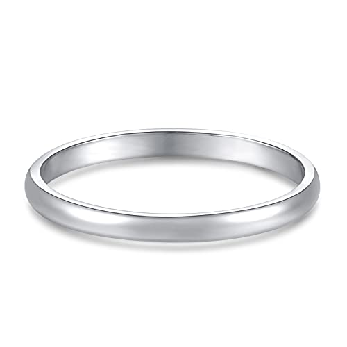 KAZITSAN 2mm 4mm 6mm Stainless Steel Rings for Women Men High Polish Plain Dome Silver/Gold/Rose Gold Wedding Band Comfort Fit - color: 2mm-Silver