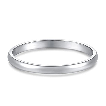 KAZITSAN 2mm 4mm 6mm Stainless Steel Rings for Women Men High Polish Plain Dome Silver/Gold/Rose Gold Wedding Band Comfort Fit - color: 2mm-Silver
