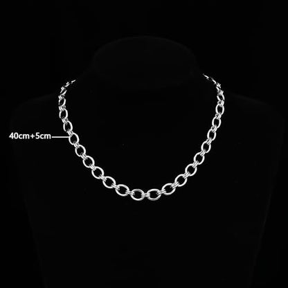 FEEL STYLE Chunky Gold Necklace for Women - 14K Gold Plated 10mm/14mm Cuban Link Chain & 8mm O-Link Chunky Necklace Fashion Jewelry Adjustable - color: Silver Chain, style: 8MM O-Chain