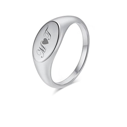 Personalized Women's Oval Signet Ring - Custom Engraved Ring For Ladie's - Signet Wedding Band - Initials or Monogram Engraved Free - Ships From USA