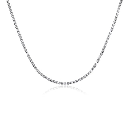 Eusense Stainless Steel Chain Necklace for Men Women Rolo/Wheat/Snake/Box Chain, 2-3MM, 20-24 Inches with Delicate Gift Box - color: Silver, size: 20+2 Inches Length, style: Rolo Chain-2MM Width