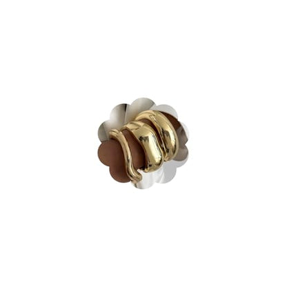 Big Chunky Gold Bracelets Set for Women 3Pcs Cuff Wide Bracelet Trendy High Shine Bracelets Minimalist Open Wide Cuff Bracelets Gold Bangle Bracelet Jewelry for Women - style: A-Gold