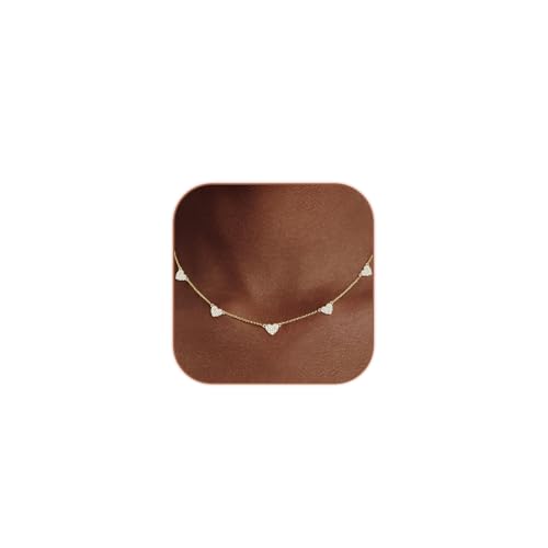 HERIER Cute Heart Necklace Dainty 18k Gold Plated Tiny Heart Pendant Choker Necklaces Small Gold Love Open Heart Chain Necklace for Women Simple Gold Necklace for Women Trendy Jewelry - color: Heart Charm Necklace-Gold