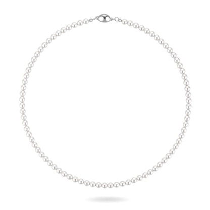Pearl Necklace for Women Paperclip Chain Chunky Gold Necklace, Freshwater Cultured Pearls Trendy Link Chain 18K Gold Plated Dainty Pearl Choker - color: 5mm White Pearl Necklace