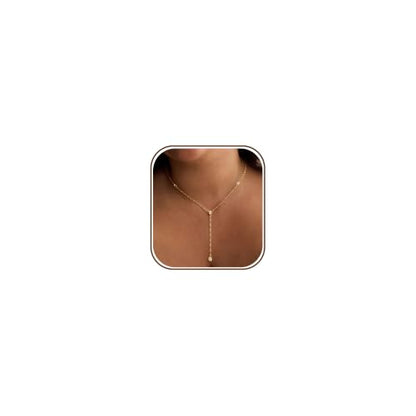 Long Necklaces for Women, Cute 14K Gold Plated CZ Drop Necklace | Dainty Gold Necklace, Simple CZ Teardrop Clover Y Shaped Lariat Necklace,Statement Non Tarnish Necklace, Trendy Gold Jewelry - color: Gold-Drop 4