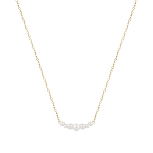Kyerlyn Dainty Pearl Pendant Necklaces for Women 14K Gold Plated Handmade Layered Pearl Chain Necklace Delicate Layered Pearl Necklace Everyday Jewelry Gift - color: 7 Pearl-Gold