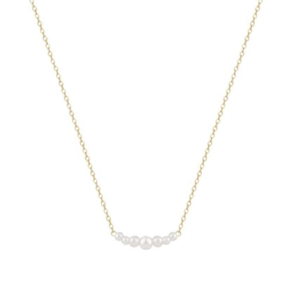 Kyerlyn Dainty Pearl Pendant Necklaces for Women 14K Gold Plated Handmade Layered Pearl Chain Necklace Delicate Layered Pearl Necklace Everyday Jewelry Gift - color: 7 Pearl-Gold