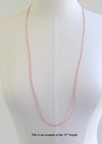 Kathy Bankston Handmade Impatiens Pink Seed Bead Necklace, Thin 1.5mm Single Strand