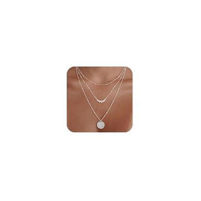 CHESKY Layered Silver Necklace for Women Trendy,Dainty Silver Plated Stackable Charm Necklace Layering Paperclip Tennis Rope Chain CZ Pendant Jewelry Set Gifts - style: bar