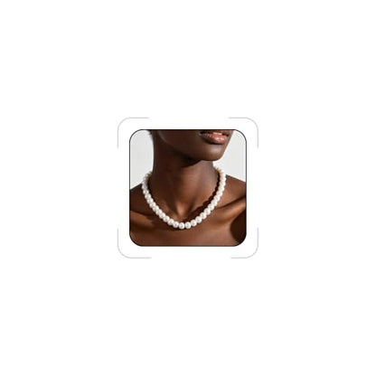 Pearl Necklaces for Women 60'' 70" Long Pearl Necklace 15.75'' Pearl Choker Necklace Chunky Bead Layered Faux Pearl Dangle Wedding Bridal 1920s Gatsby Christmas Costume Jewelry Gifts - color: White-15.75in-10MM