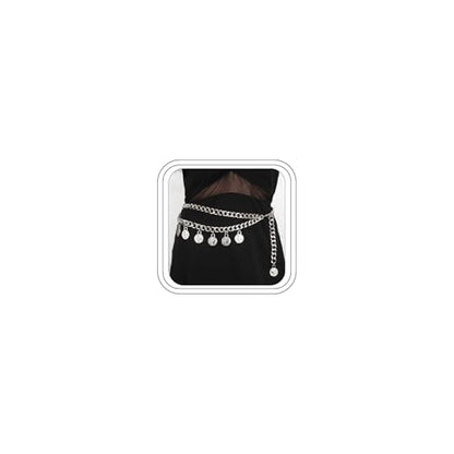 Pirate Waist Chain for Women Multilayer Metal Waist Chain Belt Adjustable Long Belt Body Belly Chain Boho Layered Coin Waist Chain Pirate Costume Women Men Jewellery - style: Style-D