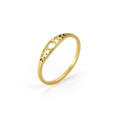 Amaxer Minimalist Phase of the Moon Rings Women Stainless Steel Moon Phase Ring Geometric Crescent Moon Finger Ring Gifts - color: gold