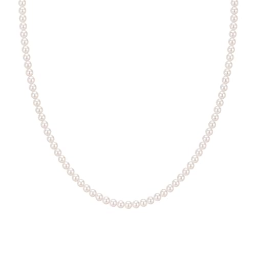 EAMTI Freshwater Cultured Pearl Necklace for Women, 5-5.5mm Classic Pearl Strand Choker, Dainty Beaded Necklace 16 Inch Trendy - color: 4-4.5mm-White