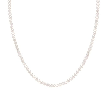 EAMTI Freshwater Cultured Pearl Necklace for Women, 5-5.5mm Classic Pearl Strand Choker, Dainty Beaded Necklace 16 Inch Trendy - color: 4-4.5mm-White