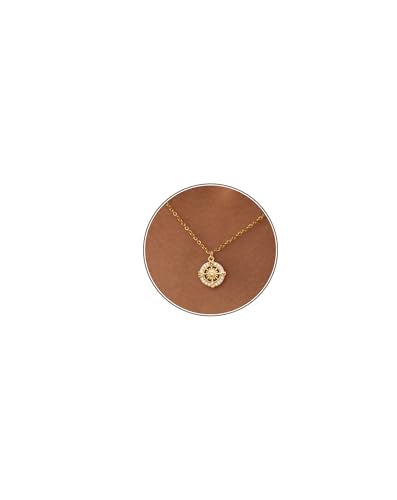 LLWOM Gold Necklace for Women-14k Gold Plated Infinity Necklace Star Of David Necklace Evil Eye Cross Pendants Heart Dainty Gold Necklace For Women - color: Gold-Compass