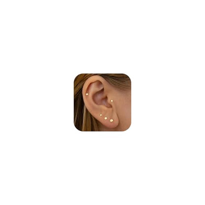 16G/18G/20G Tiny CZ Stud Earrings, Gold Flat Back Earrings, Threadless Cartilage Tragus Piercing Conch Stud Nose Helix Stud - color: Dot -Gold, size: 20 gauge (0.8mm post)