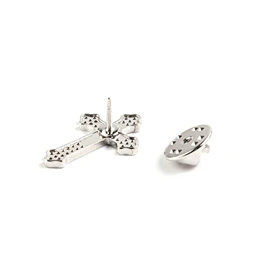 Men's Tie Pins Lapel Pins Brooches Suit Accessories - color: 1pcs cross silver