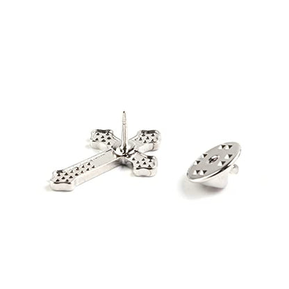 Men's Tie Pins Lapel Pins Brooches Suit Accessories - color: 1pcs cross silver