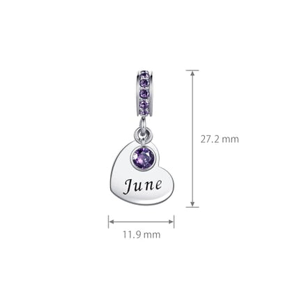 NARTGO January-December Birthstone Birthday Charm Heart Dangle Beads Jewelry Gift for Women Compatible with Pandora Bracelets & Necklaces - style: June Birthstone