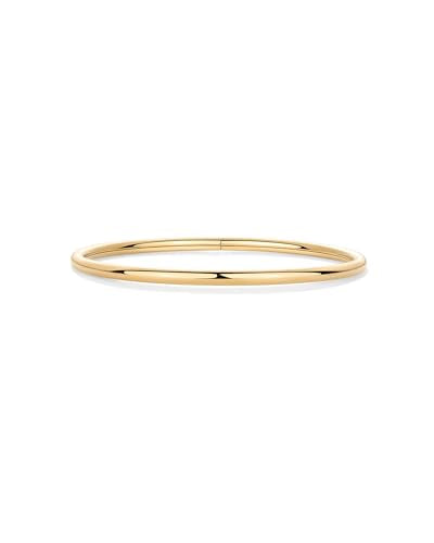 PAVOI Waterproof Bangle Bracelet for Women | 14K Gold Plated Classic Lightweight Stacking Stainless Steel Bracelet | Single & 2-Pack Bangles - color: Yellow Gold, size: Small/Medium, style: 2-Pack Bracelets
