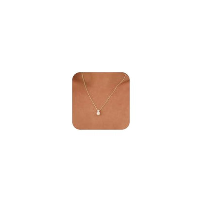 Pearl Necklaces for Women Trendy,Dainty Pearl Pendant Necklace | 14k Gold Plated Elegant Pearl Necklace,Simple Pearl Pendant,Dainty Gold Jewelry,Waterproof Summer Bridal Wedding Accessories - color: GOLD-11