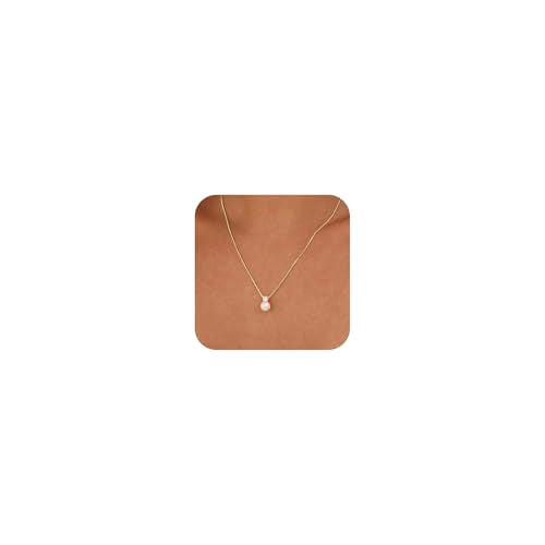 Pearl Necklaces for Women Trendy,Dainty Pearl Pendant Necklace | 14k Gold Plated Elegant Pearl Necklace,Simple Pearl Pendant,Dainty Gold Jewelry,Waterproof Summer Bridal Wedding Accessories - color: GOLD-11
