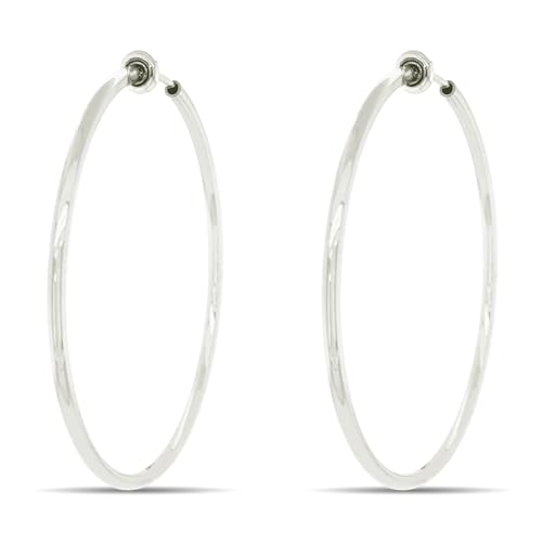 Clip On Spring Hoop Earrings for Non-Pierced Ears - color: White, size: 50mm
