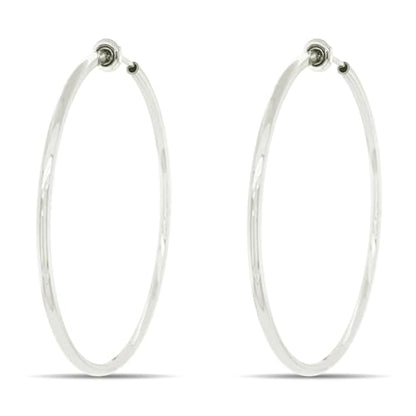 Clip On Spring Hoop Earrings for Non-Pierced Ears - color: White, size: 50mm