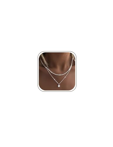 YEEZII Layered Gold Necklaces for Women Trendy, 3 Pcs 14K Gold Plated Choker Paperclip Box Chain Necklace, Stackable Women's Gold Pendant Necklaces Jewelry Set - color: Silver-A